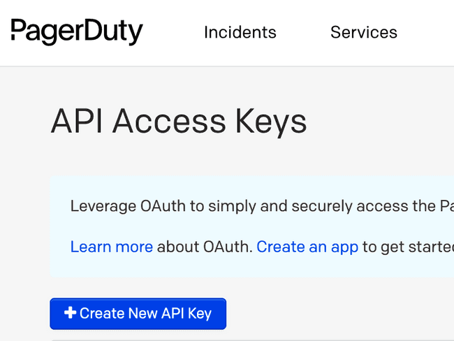 Create new api key button